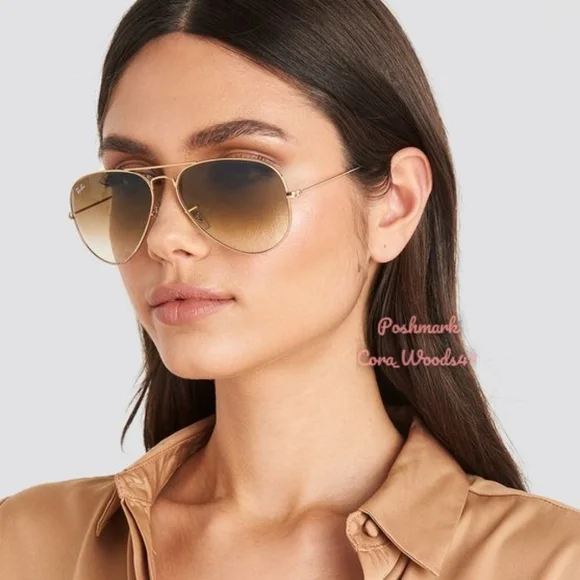 RayBan Aviator Gradient Brown RB3025 Gold Frame 58 / 62 Unisex New - Picture 14 of 16